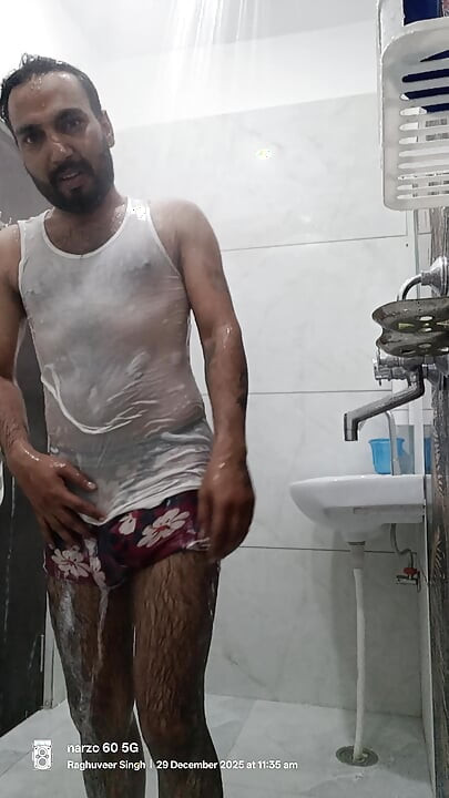 Indian Rajasthani desi man enjoy shower and masterbation show with neighbour police officer uncle get sucked and sucking with ne