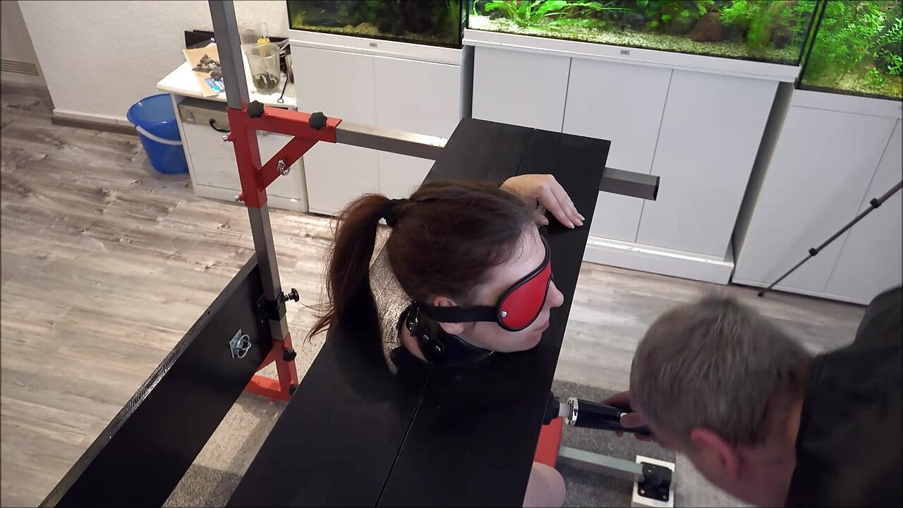 Slave Defenseless in the Pillory Driven to Orgasm on Sybian Part 2
