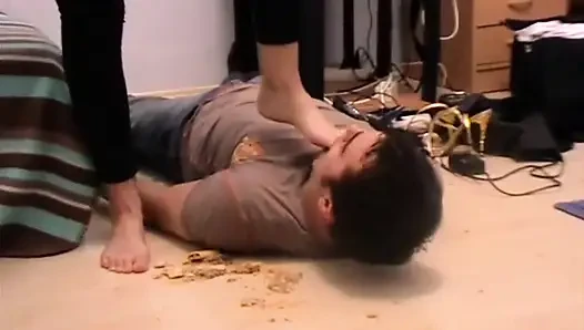 Big girl punishes slave