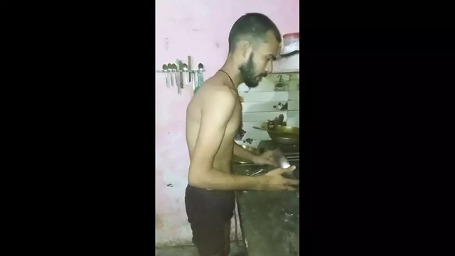 Sexy boy cooking food in underwear. Boy look is very pretty and sexy. New boy xxx
