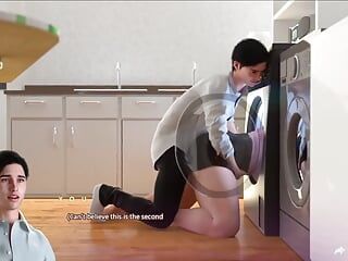 Apocalust (세탁기에 갇힌 새엄마) 아름다운 큰 엉덩이, 핫한 밀프