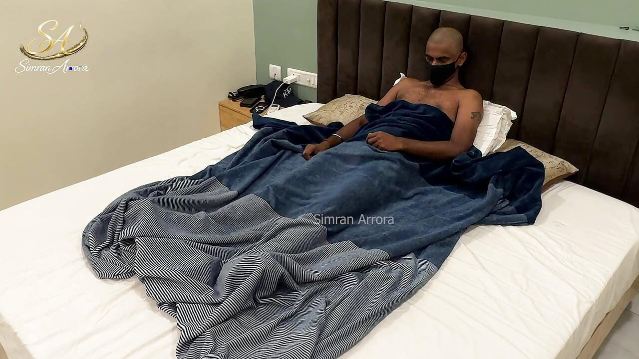 Simran Arora Hot Indian in White Towel Gives Sloppy BJ Then Rides Hard Cock While Masked Guy Films Hotel Sex