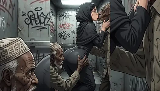 Hijabi Muslim Babes Degraded & Gangbanged by Ugly Bastards in tight spaces - Hijabi Series Part 3