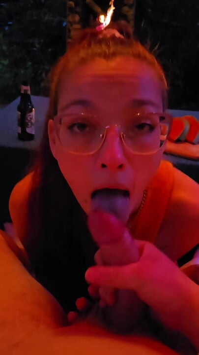 Summer Holiday Blowjob with Cum in Mouth