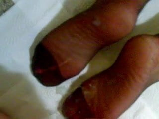 cum on nylon feet