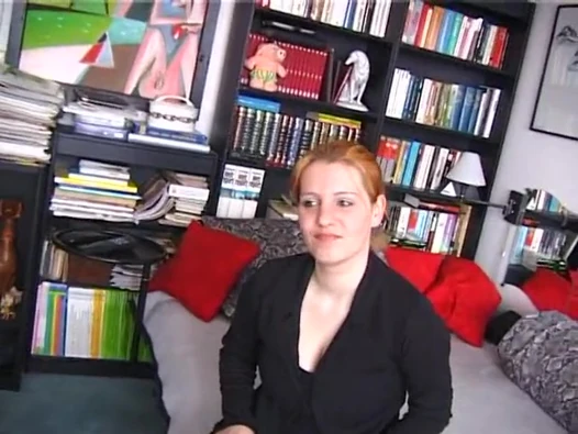 Busty ginger babe is playing with her cunt