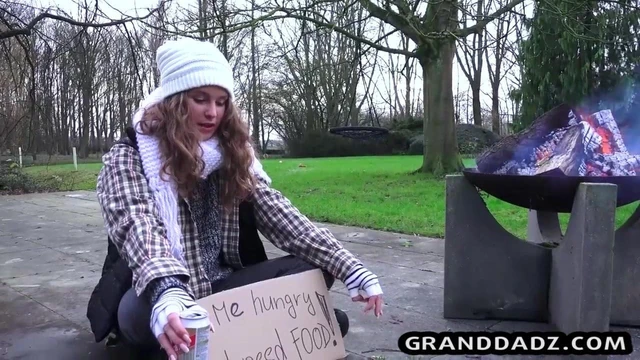 girl gets a waffle and a granddad dick for lunch