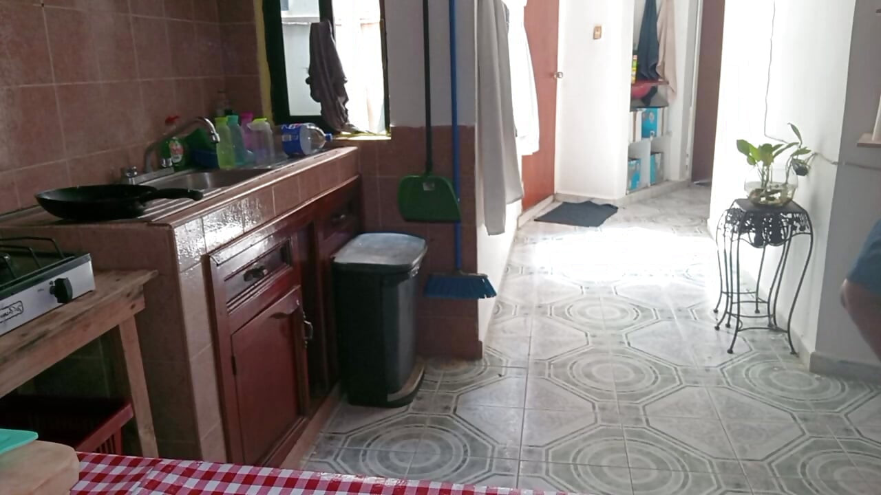 Mom in Bralett in the Kitchen
