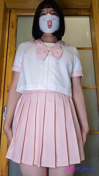 Sissy Kanisa's Fitting Room: Try on Pink Seifuku (japanese Sailor College Uniform)
