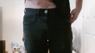 Masturbating in Black Jeans