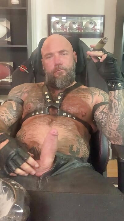Cigar Smoking in Leather!