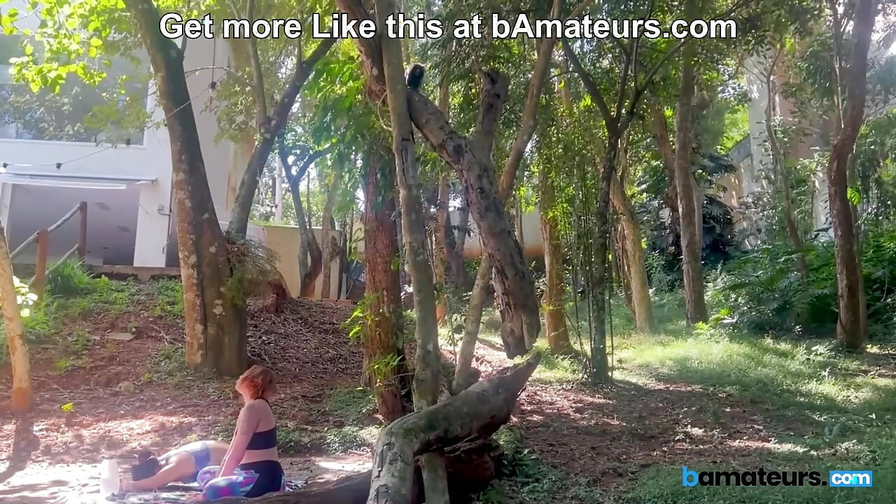 Voyeur Catches Two Horny Housewives Doing Yoga in the Woods at bAmateurs