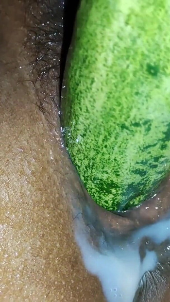 Thrilling moment from "I tried a bigger cucumber and i squirts alot"