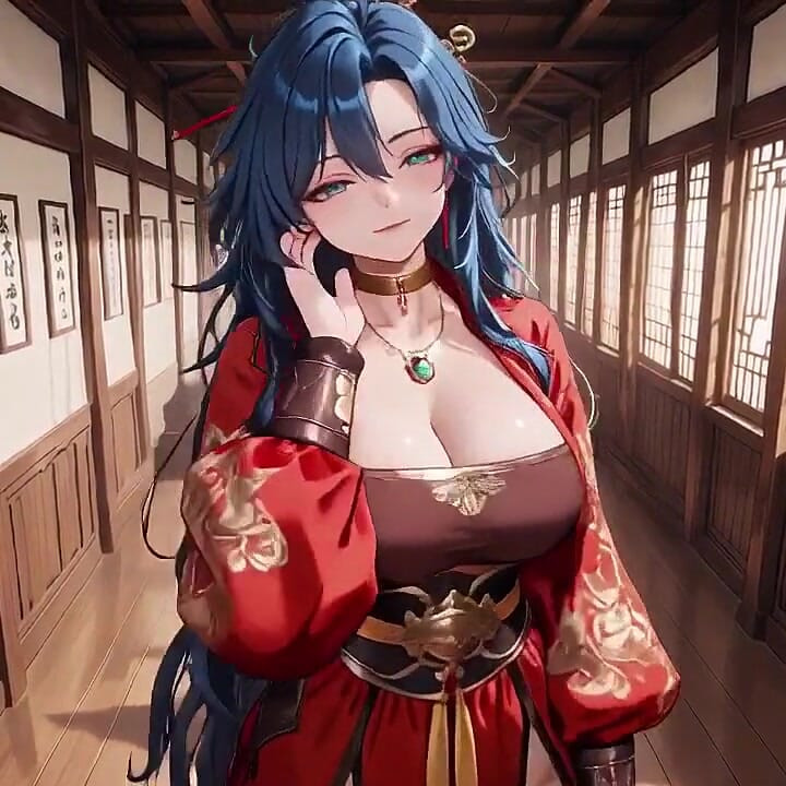 Blue-haired Samurai! Service in the Bamboo Grove. What Secrets Hide Under That High-slit Kimono?