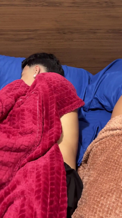 Two Latino stepbrothers have sex for the first time while sharing a hotel bed with their stepfather. | Clip 1