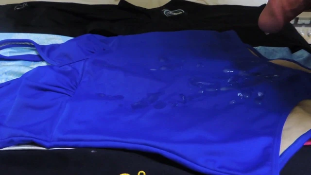 Cum on swimsuit blue spandex