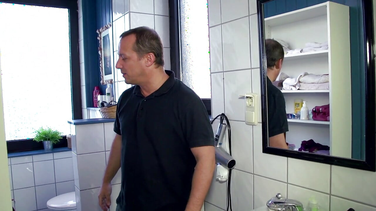 Big round ass brunette fucked hard in the bathroom