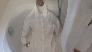 piss on white blouse