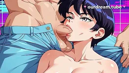 Synthwave Girl Fucks Until She's Drenched In Cum