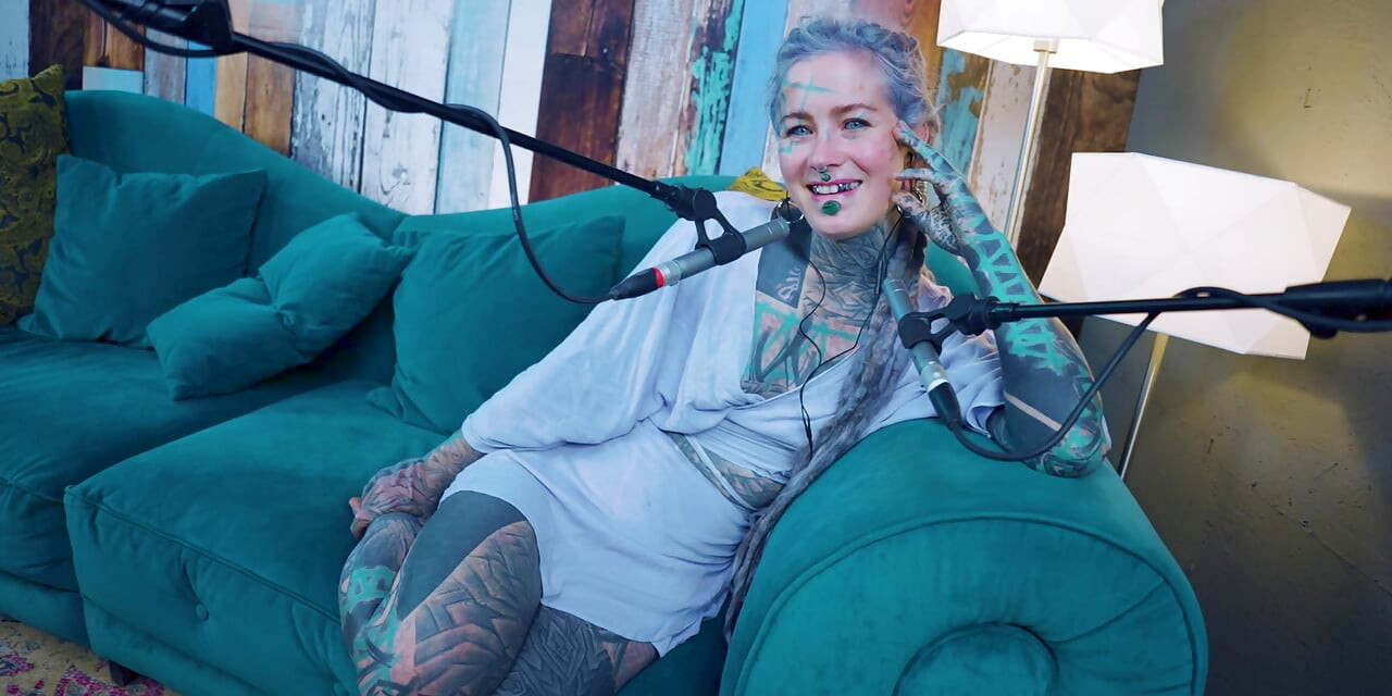 I talk about F - Fear - ASMR podcast SFW talking goth skinny girl dreadlocks tattoo model inked girl