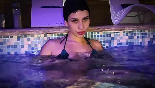 I fuck my stepsister's friend in the pool while she goes for some drinks