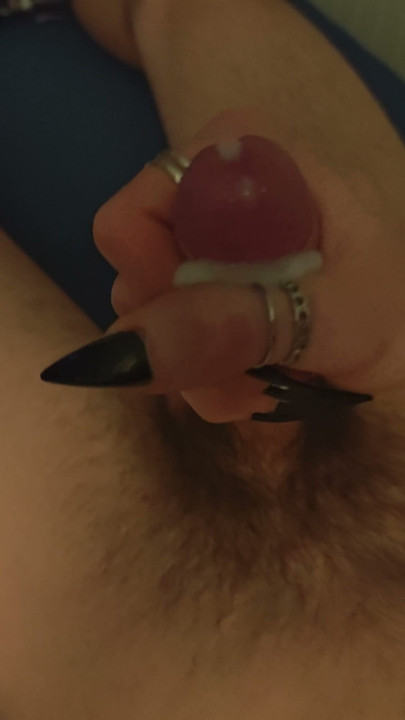 Femboy jerks off with long nails | Clip 2