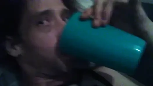 Greedily Tasting Golden Cup of My Fresh Piss