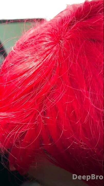Redhead deepthroats thick BBC in the car, fingers gripping tight