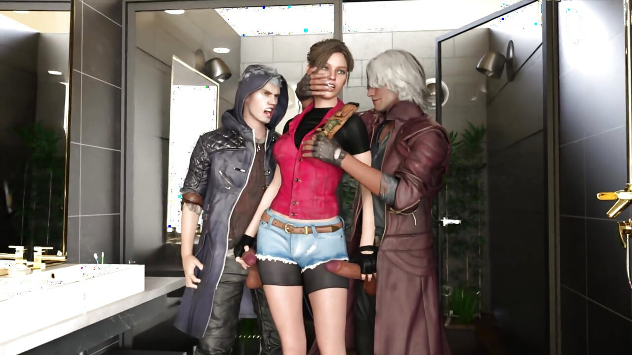 Claire Redfield Likes to Fuck with Two Cocks - Animated Porn