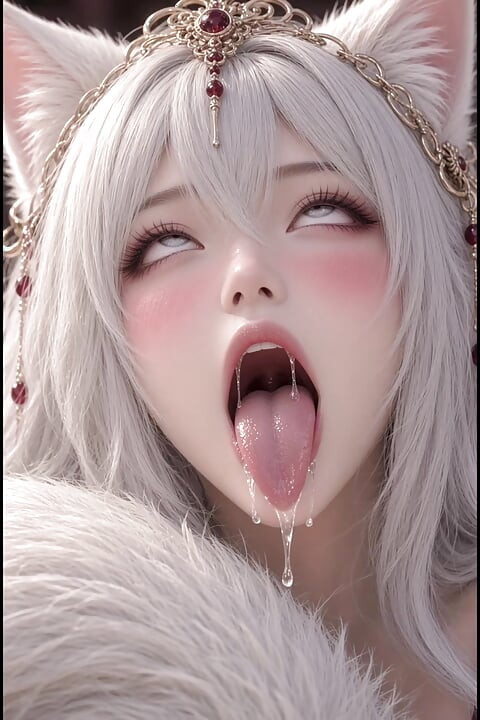 3d anime kitsune masturbates on temple stairs and rides her cocks