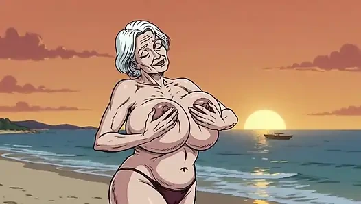 Мультяшные зрелые с большими сиськами на пляже