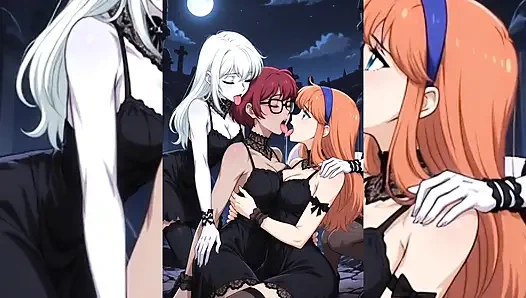 AI Toon Lesbian Super Sluts – Tongue Kissing Humping Group Softcore