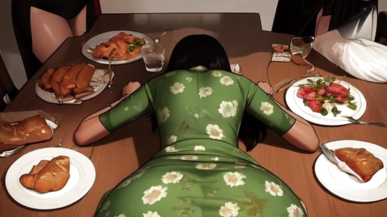 Ho piegato la mia donna sul tavolo da pranzo del ringraziamento e...