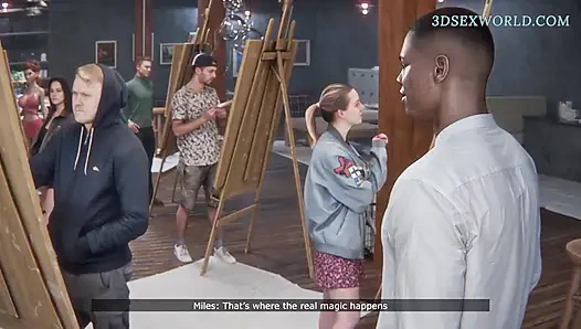 Извращенная жена изменяет с инструктором с большим черным членом (реалистичная 3D секс-игра)