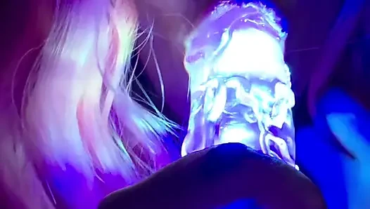 Sucking on my Lighted Dildo