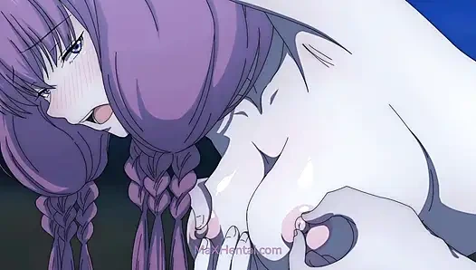 Aura и Frieren лижут киску Юрия лесбиянки (Мультяшный секс)