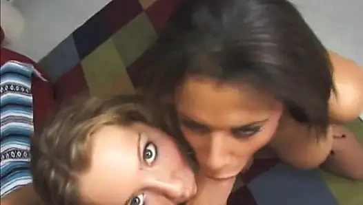 Big Boobed Latina MILF Shares Dick and Sperm with a Stunning Blonde Doll