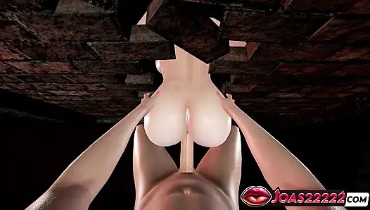 Jamila, dicke titten, 3D-Animation-stuhl cowgirlritt, gefesselt im stehen, fick & gloryhole doggystyle creampie unzensiert