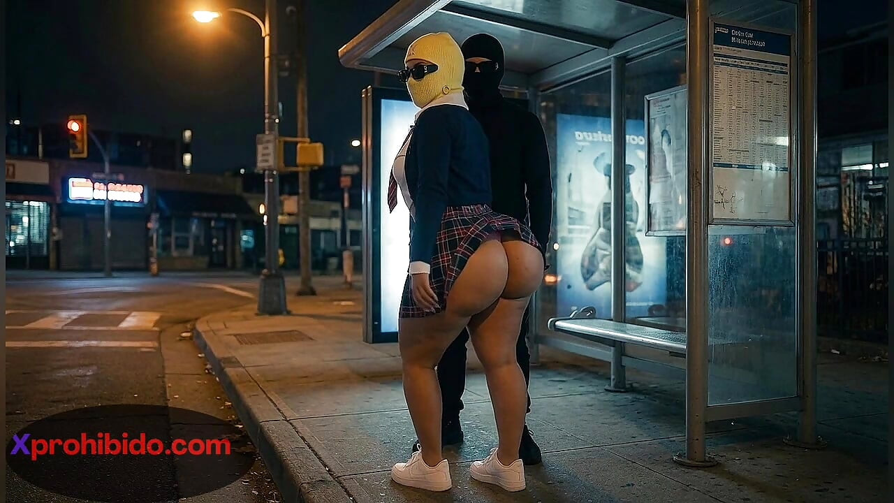 Curvy Big Ass Girl Dancing at Bus Stop