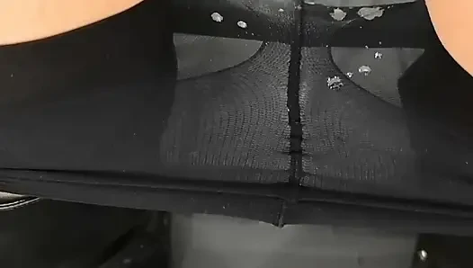 Teacher is squirting all over her boots and nylon feet