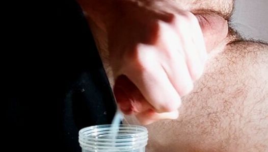 Croat cumming in a cup after an edging session