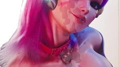 D.va sexy troia overwatch con capelli rosa - omaggio di sborra