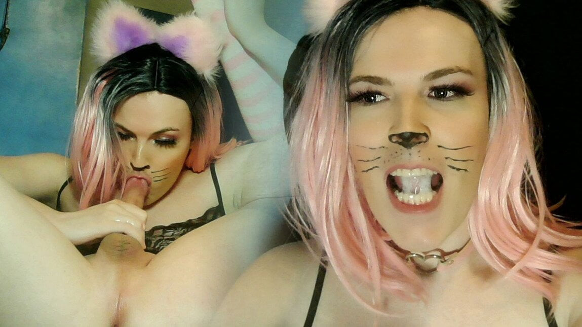 Catgirl edging selfsuck &amp; cumswallow - jessica bloom