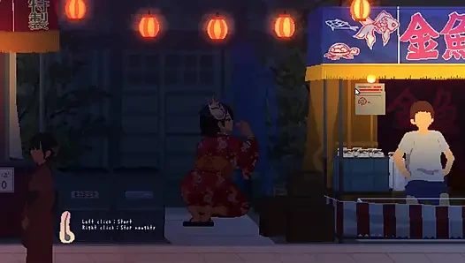 Хентай игра - секс деревенской девушки с большими сиськами на фестивале - Все сцены CG