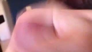 Clear cum from the side close up
