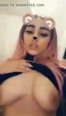 Pink hair Indian babe with saggy tits