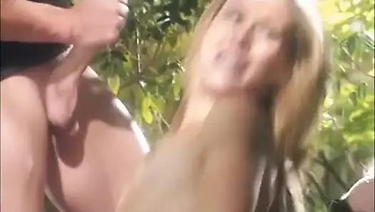 Dirty Blonde Temptress Sucks Cock and Gets Fucked Doggystyle on Greenhouse Floor
