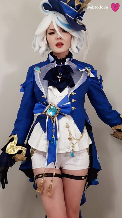 The kinky Furina from Genshin Impact prefers Aether's nutritious cum, which is supposed to end up in her shaved pussy