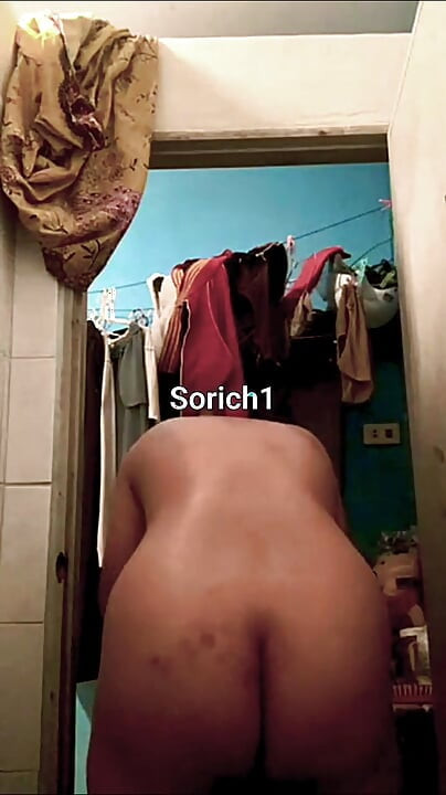 My wife is taking a shower. I'm secretly watching her.