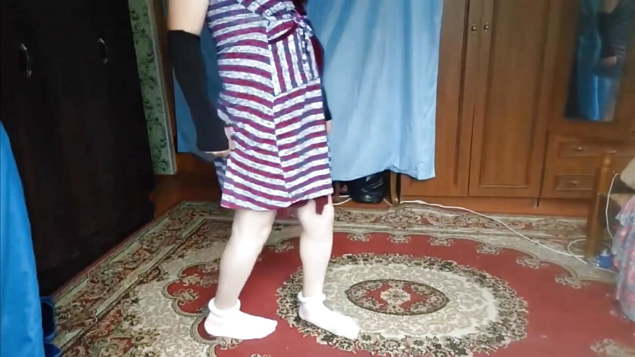 Lovely Shemale Standing in Doorway with Soft Eyes